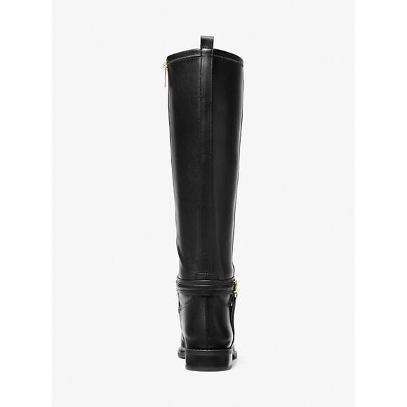 MICHAEL KORS MINDY LEATHER KNEE HIGH BLACK RIDING FLAT BOOT NEW IN BOX SZ 5.5 - Picture 4 of 7